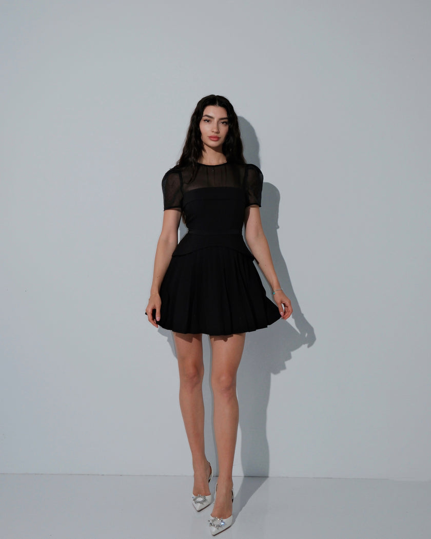Seraphina Black Pleated Dress