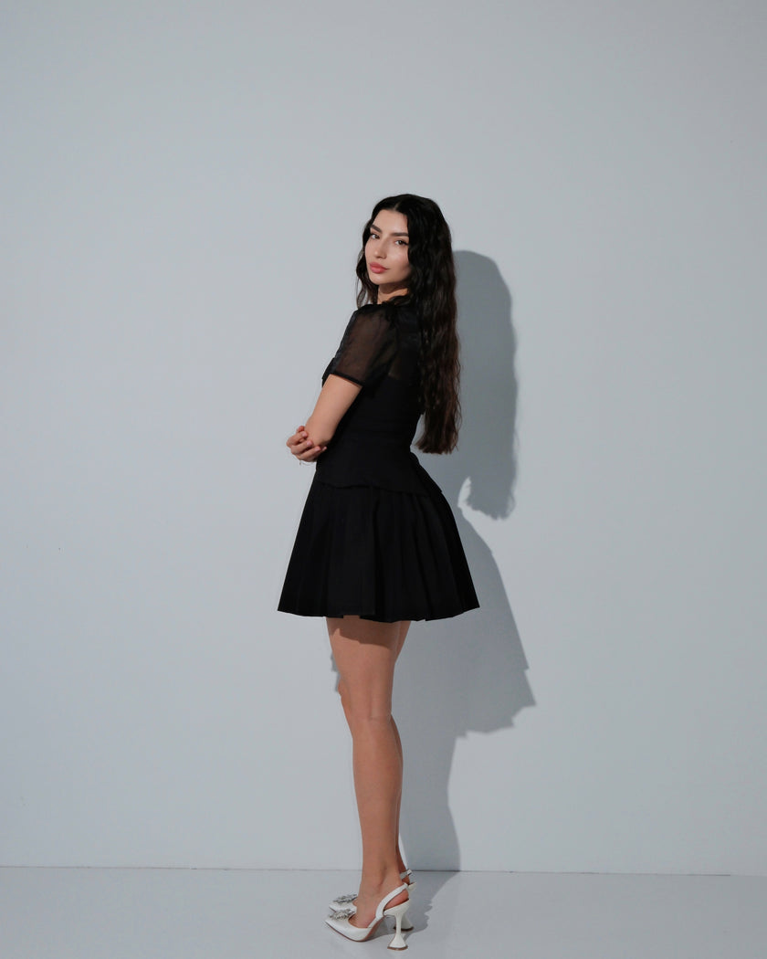 Seraphina Black Pleated Dress